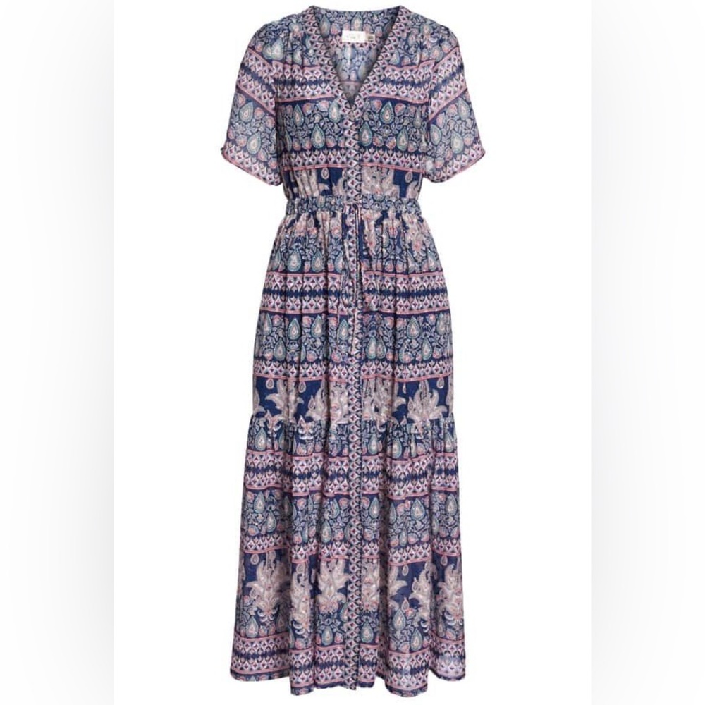 Eliza J Print V-Neck Fil Coupé Maxi Dress | Nordstrom